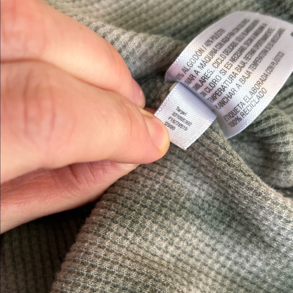 Light Green tie dye waffle knit long sleeved tee - Picture 5 of 5